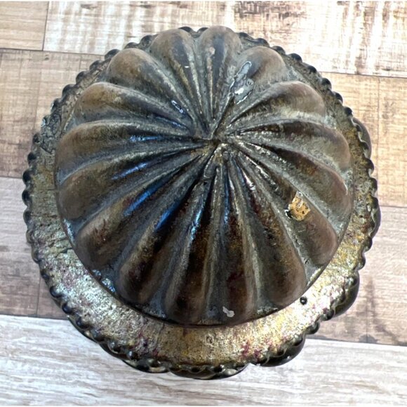 Vintage Gold-Toned Decorative Resin Lidded Jar With Ornate Design, Heavy - Picture 4 of 5